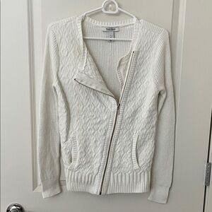 White House Black Market asymmetrical zip up sweater S